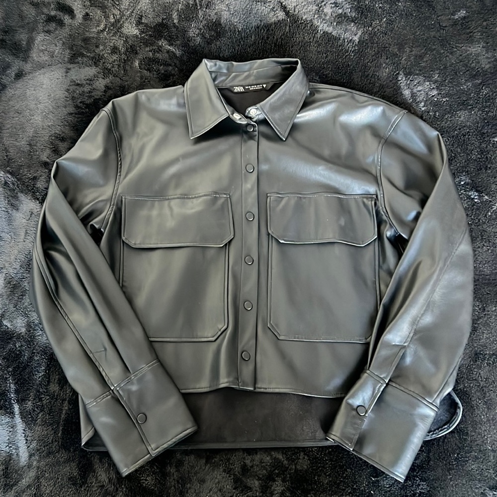 Faux leather shirt